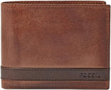 Fossil Cartera plegable de cuero Quinn para hombre 11,43 cm de largo x 2,54 cm de ancho x 9,525 cm de alto Cartera para hombre Naty Shop Marrón