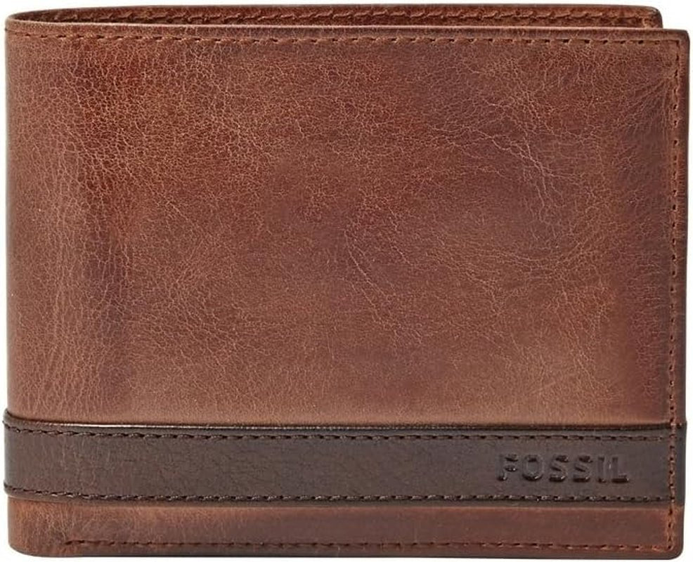 Fossil Cartera plegable de cuero Quinn para hombre 11,43 cm de largo x 2,54 cm de ancho x 9,525 cm de alto Cartera para hombre Naty Shop Marrón