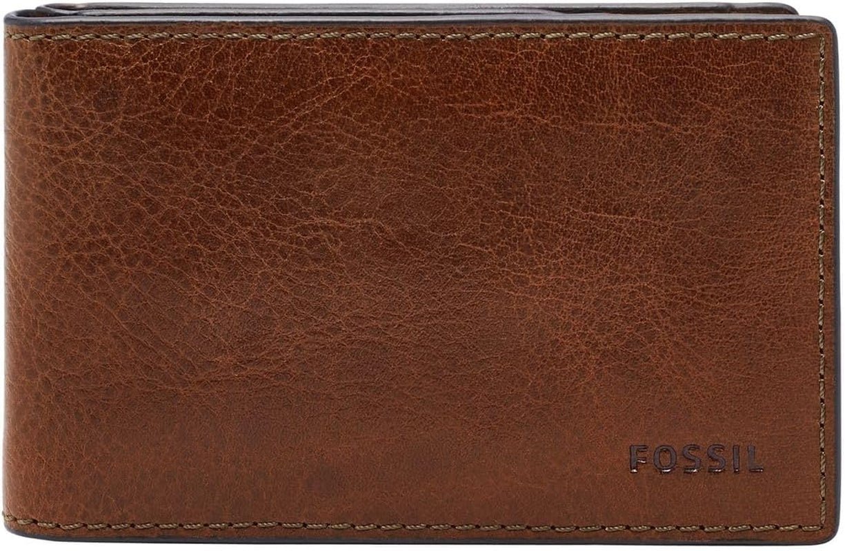 Fossil Andrew Cartera plegable de cuero para hombre 11,5 cm de largo x 1,9 cm de ancho x 7,7 cm de alto Cartera para hombre Naty Shop Marrón