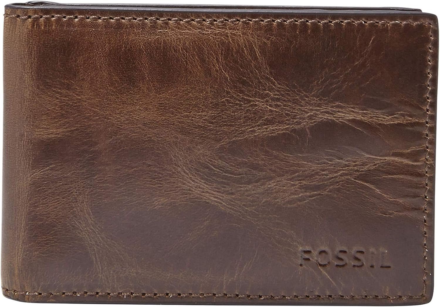 Fossil Andrew Cartera plegable de cuero para hombre 11,5 cm de largo x 1,9 cm de ancho x 7,7 cm de alto Naty Shop Cartera para hombre Derrick marrón oscuro