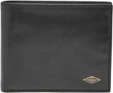 Cartera plegable de cuero Fossil Ryan para hombre 11,43 cm de largo x 2,54 cm de ancho x 9,525 cm de alto Cartera para hombre Naty Shop Negro