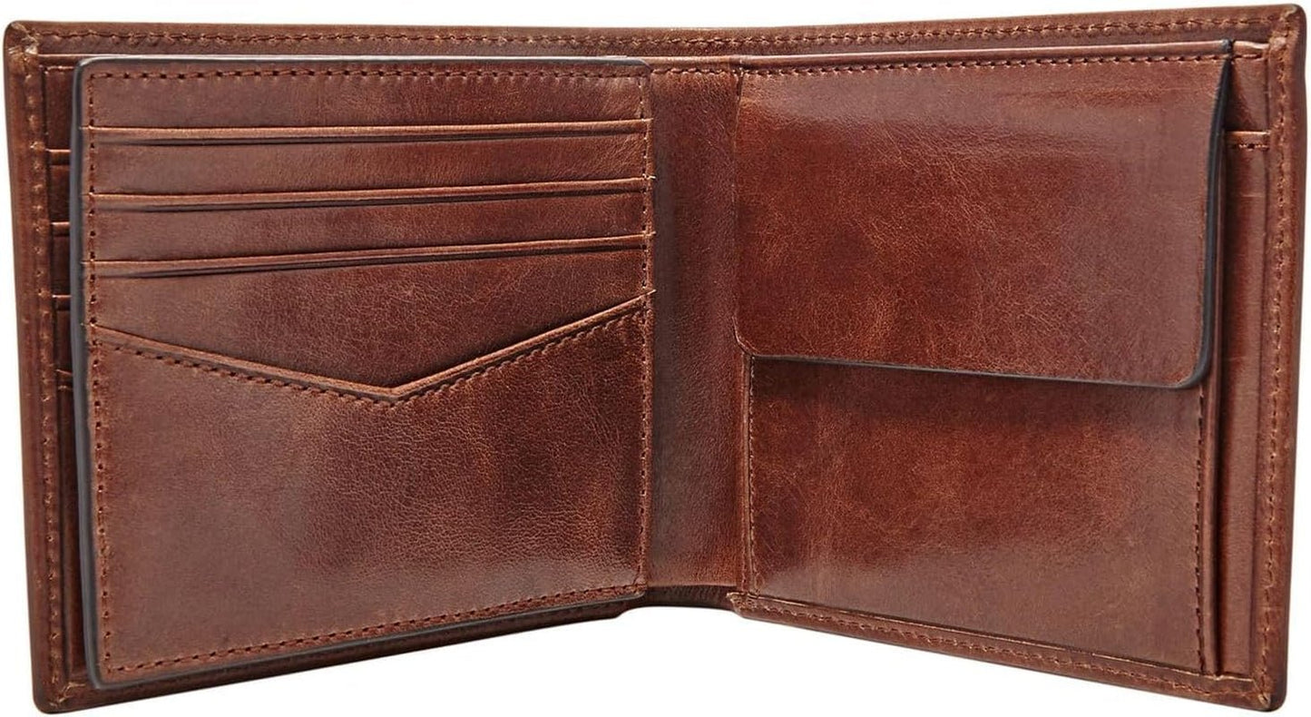 Cartera plegable de cuero Fossil Ryan para hombre 11,43 cm de largo x 2,54 cm de ancho x 9,525 cm de alto Cartera para hombre Naty Shop