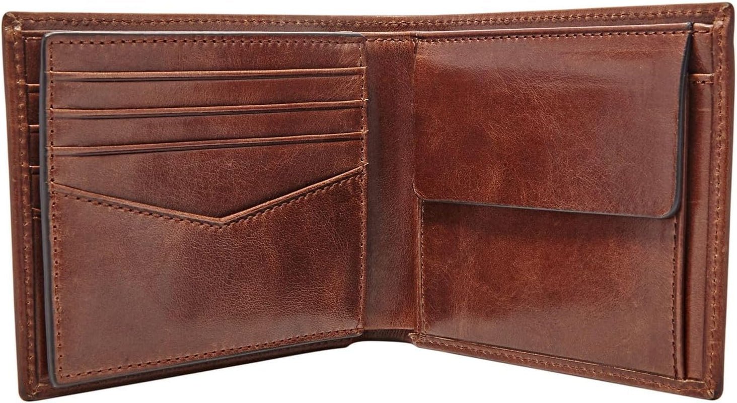 Cartera plegable de cuero Fossil Ryan para hombre 11,43 cm de largo x 2,54 cm de ancho x 9,525 cm de alto Cartera para hombre Naty Shop