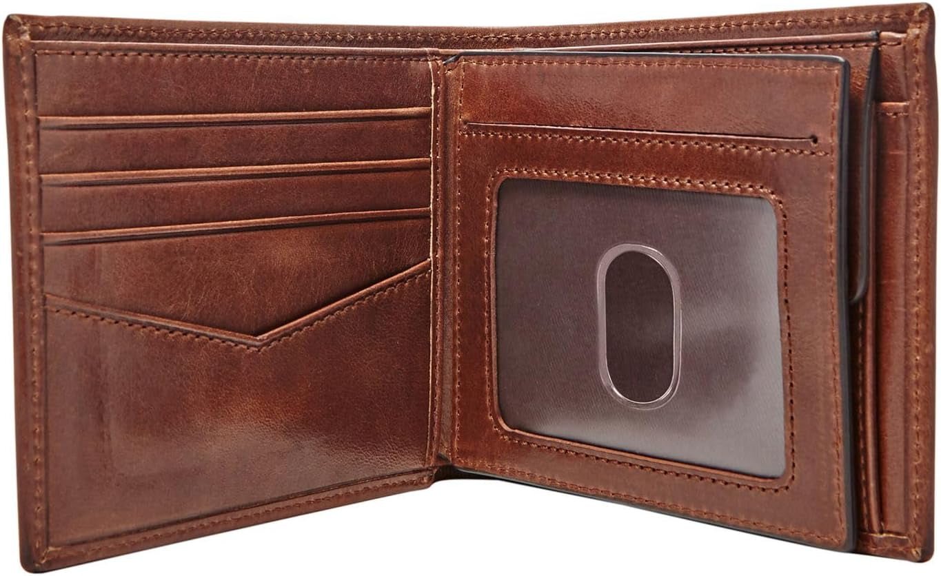 Cartera plegable de cuero Fossil Ryan para hombre 11,43 cm de largo x 2,54 cm de ancho x 9,525 cm de alto Cartera para hombre Naty Shop