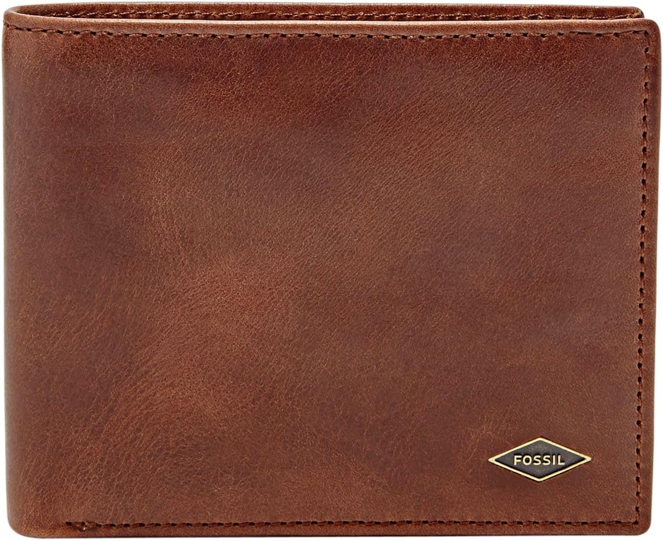 Cartera plegable de cuero Fossil Ryan para hombre 11,43 cm de largo x 2,54 cm de ancho x 9,525 cm de alto Cartera para hombre Naty Shop marrón oscuro