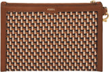 Fossil Cartera Mujer de Piel o Poliéster Cartera Mujer Naty Shop Marrón y Dorado