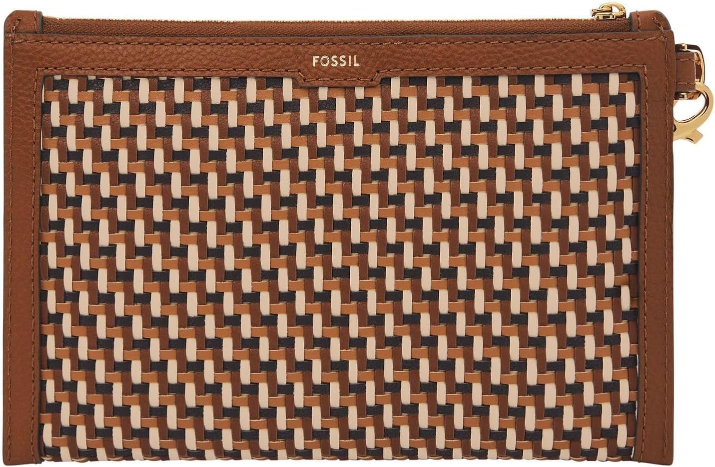 Fossil Cartera Mujer de Piel o Poliéster Cartera Mujer Naty Shop Marrón y Dorado