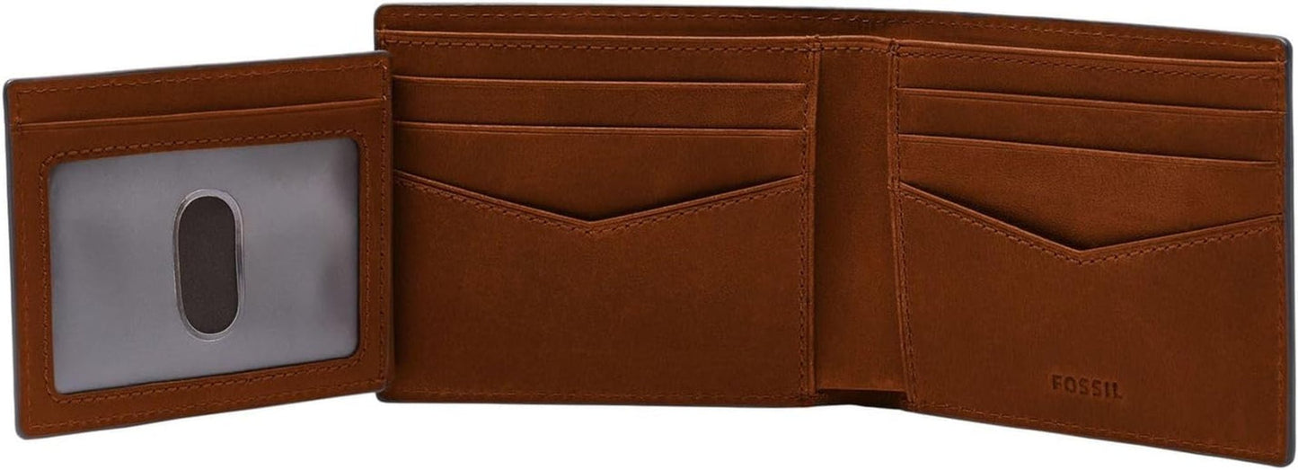 Fossil Cartera Everett para hombre, piel plegable marrón medio, 11,5 cm de largo x 2,5 cm de ancho x 8,9 cm de alto ML4397210 Cartera para hombre Naty Shop