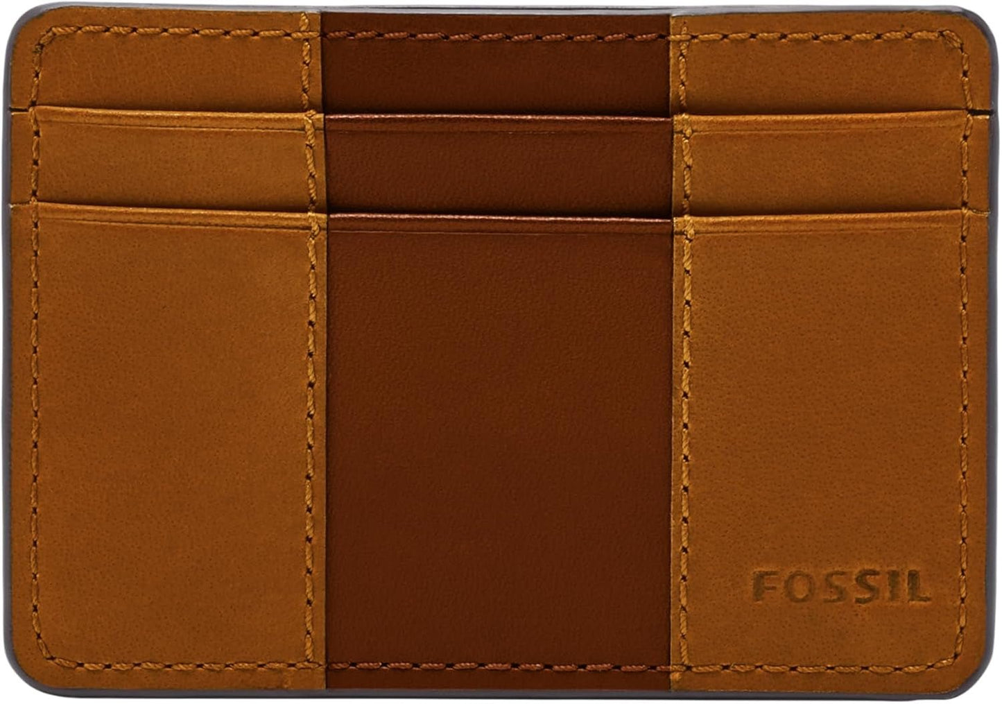 Fossil Cartera para hombre Everett de piel/PVC marrón medio Tarjeteros 10,2 cm de largo x 0,6 cm de ancho x 7,0 cm de alto ML4398210 Naty Shop Cartera para hombre marrón
