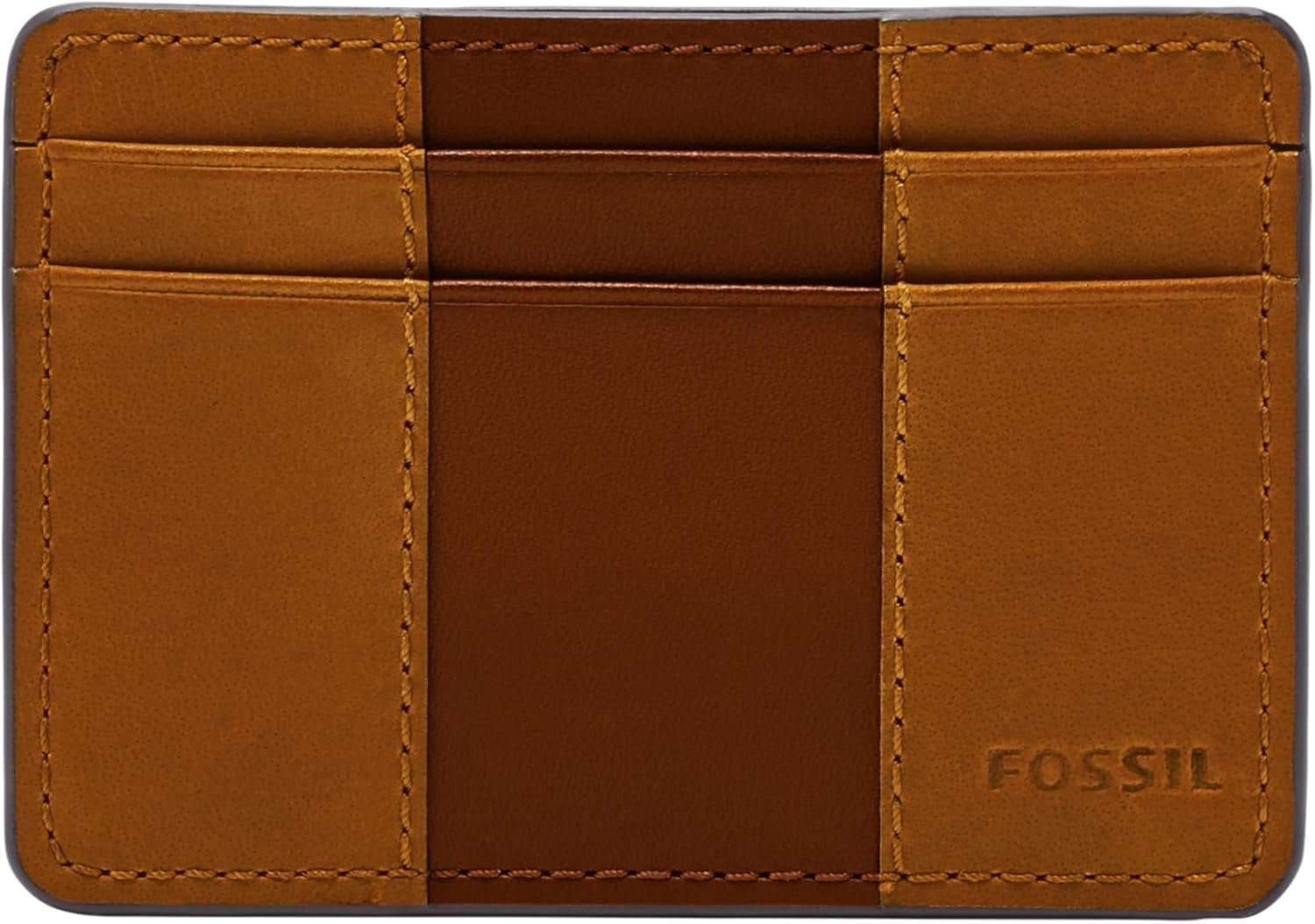 Fossil Cartera para hombre Everett de piel/PVC marrón medio Tarjeteros 10,2 cm de largo x 0,6 cm de ancho x 7,0 cm de alto ML4398210 Naty Shop Cartera para hombre marrón