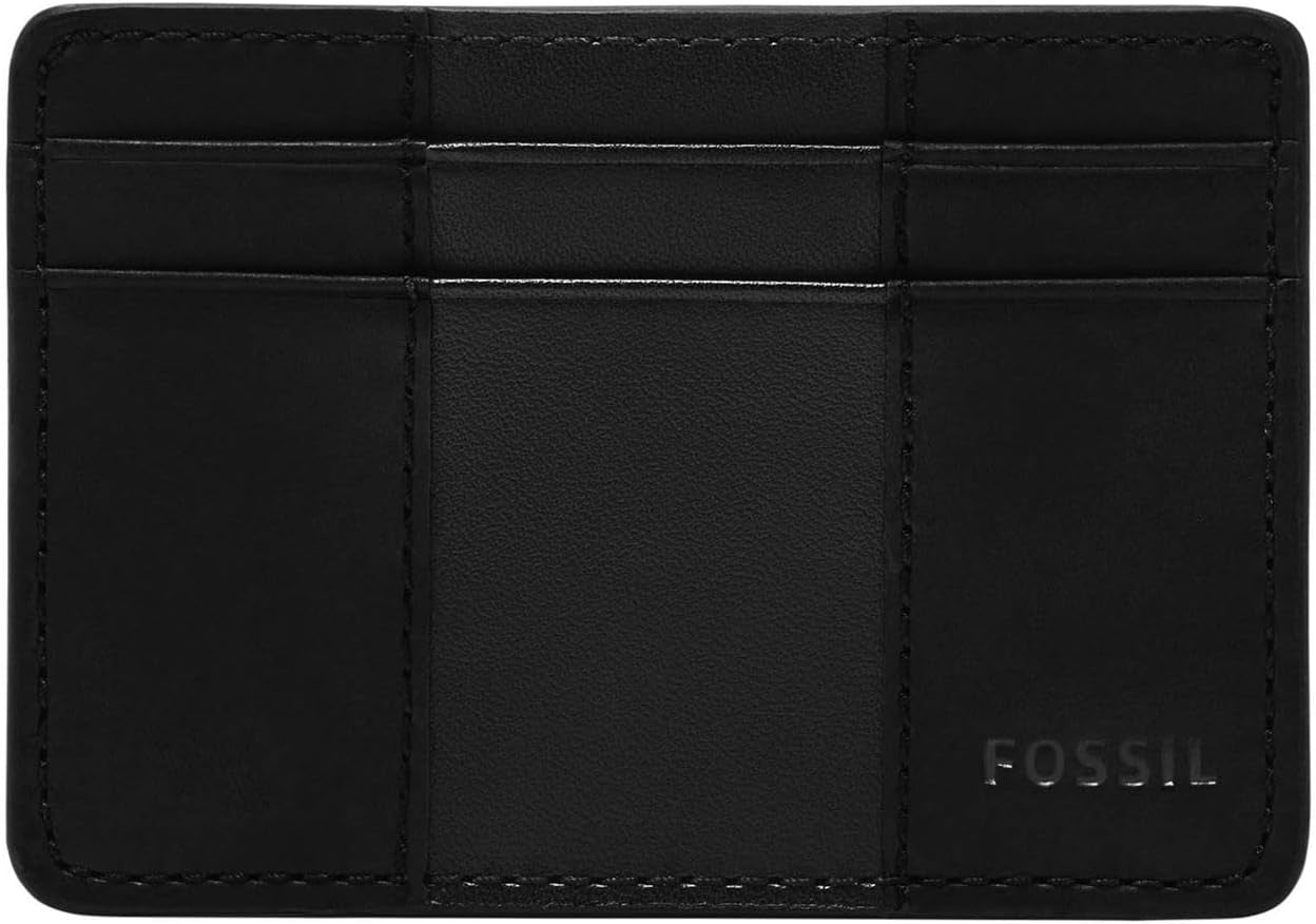 Fossil Cartera para hombre Everett de piel/PVC marrón medio Tarjeteros 10,2 cm de largo x 0,6 cm de ancho x 7,0 cm de alto ML4398210 Naty Shop Cartera para hombre negro