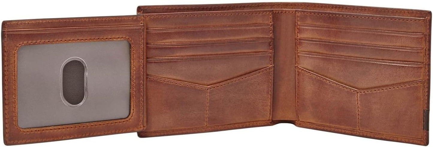 Cartera Quinn para hombre Fossil - 100% cuero plegable marrón 11,5 cm de largo x 2 cm de ancho x 9 cm de alto ML3644200 Cartera para hombre Naty Shop