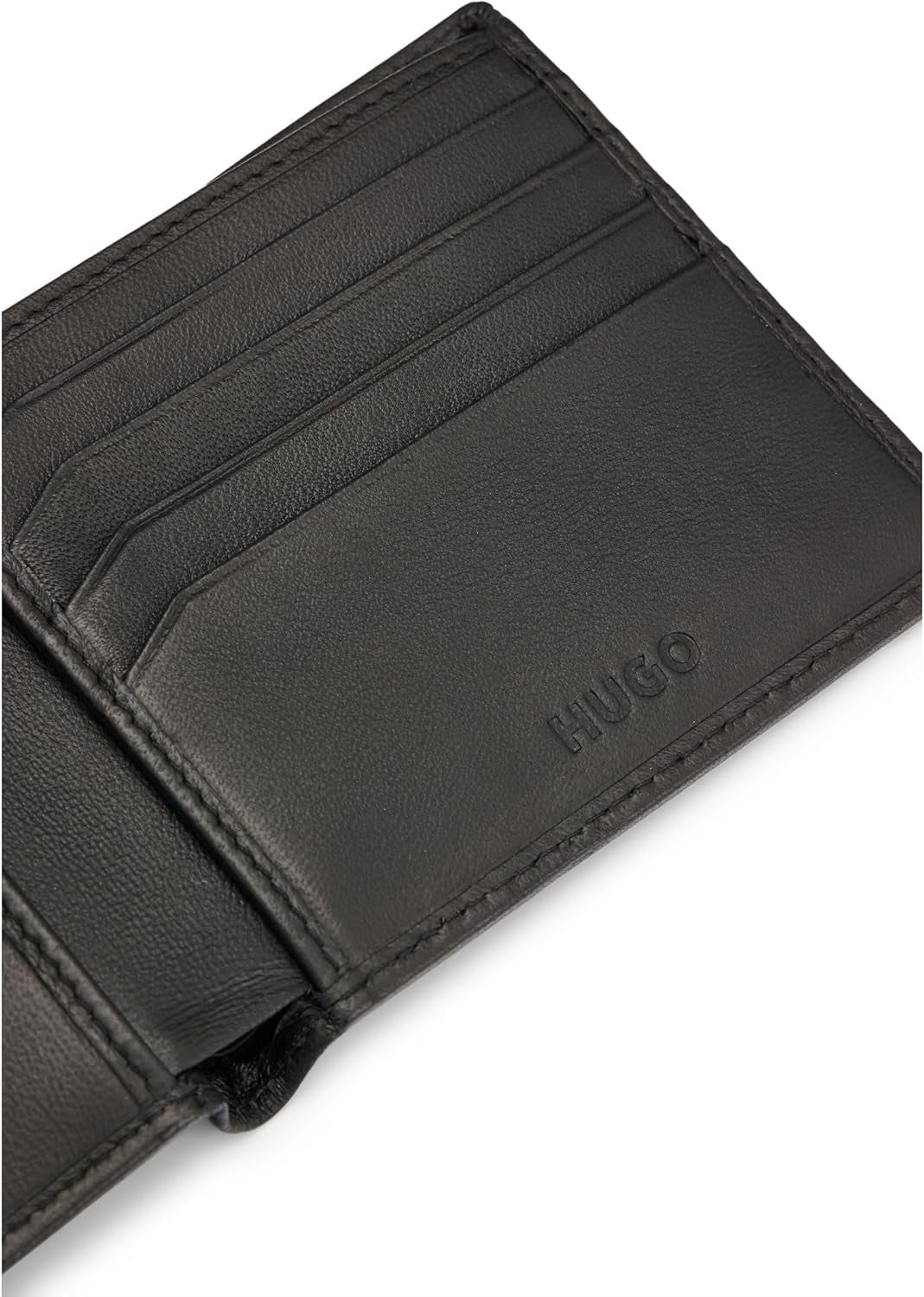 Cartera HUGO Tibby 8cc para hombre en piel de napa con logo negro Cartera para hombre Naty Shop