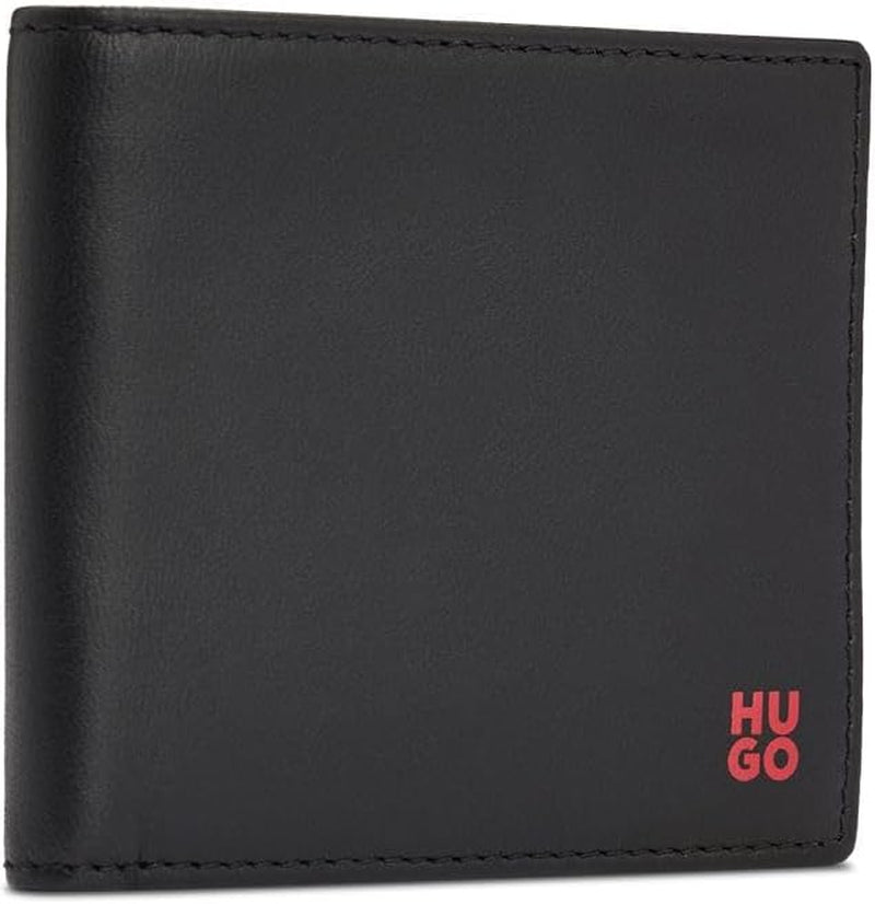 Cartera HUGO Tibby 8cc para hombre en piel de napa con logo negro Cartera para hombre Naty Shop