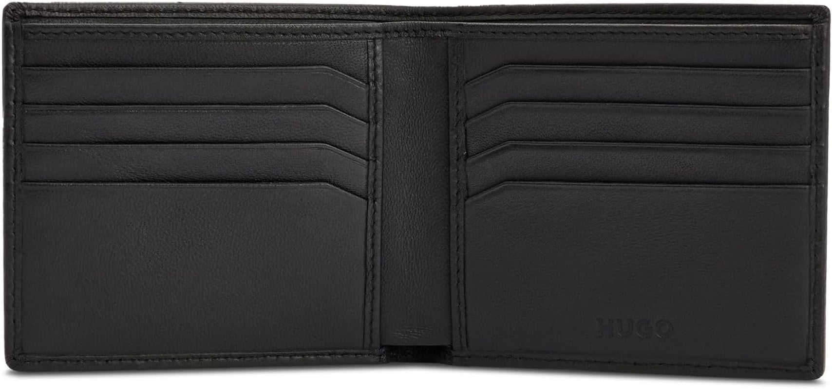 Cartera HUGO Tibby 8cc para hombre en piel de napa con logo negro Cartera para hombre Naty Shop