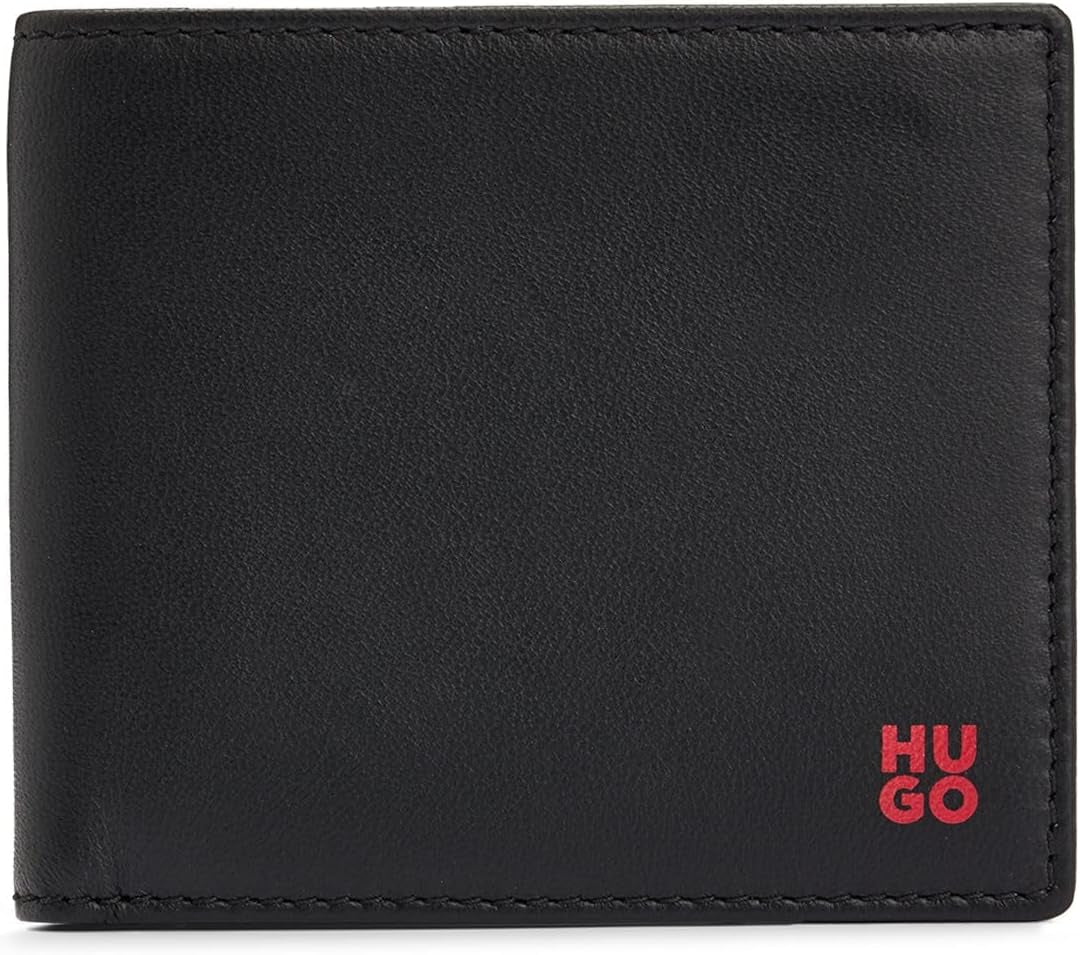 Cartera de hombre HUGO Tibby 8cc de piel de napa con logo negro