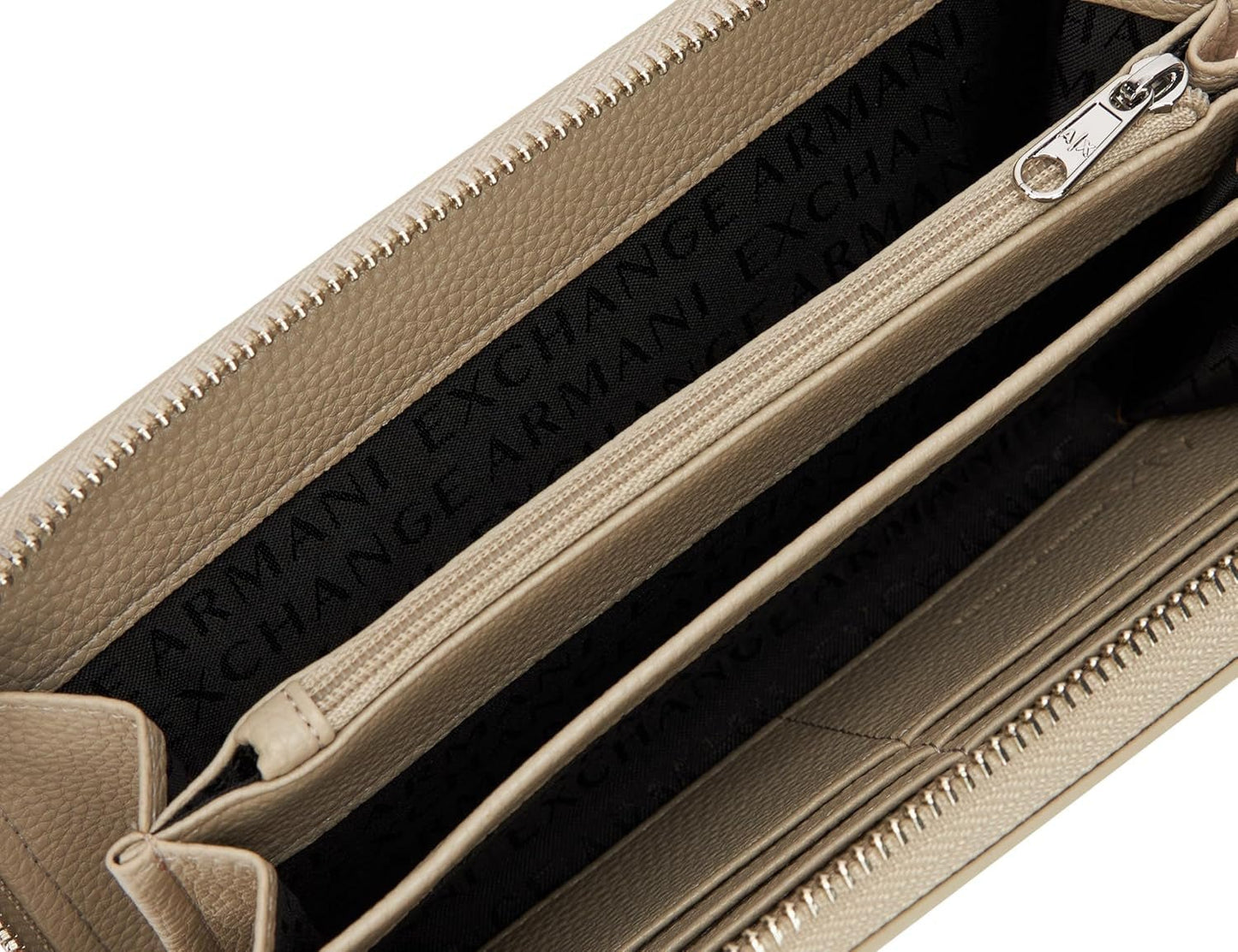 Cartera de mujer Essential Wave Pisco plateada con logo estampado de tres pliegues Armani Exchange Cartera para mujer Naty Shop