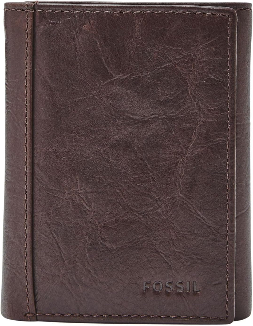 Fossil Cartera triple de cuero Neel para hombre 8,255 cm de largo x 1,905 cm de ancho x 10,16 cm de alto Cartera para hombre Naty Shop Marrón