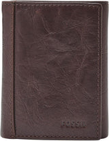 Fossil Cartera triple de cuero Neel para hombre 8,255 cm de largo x 1,905 cm de ancho x 10,16 cm de alto Cartera para hombre Naty Shop Marrón