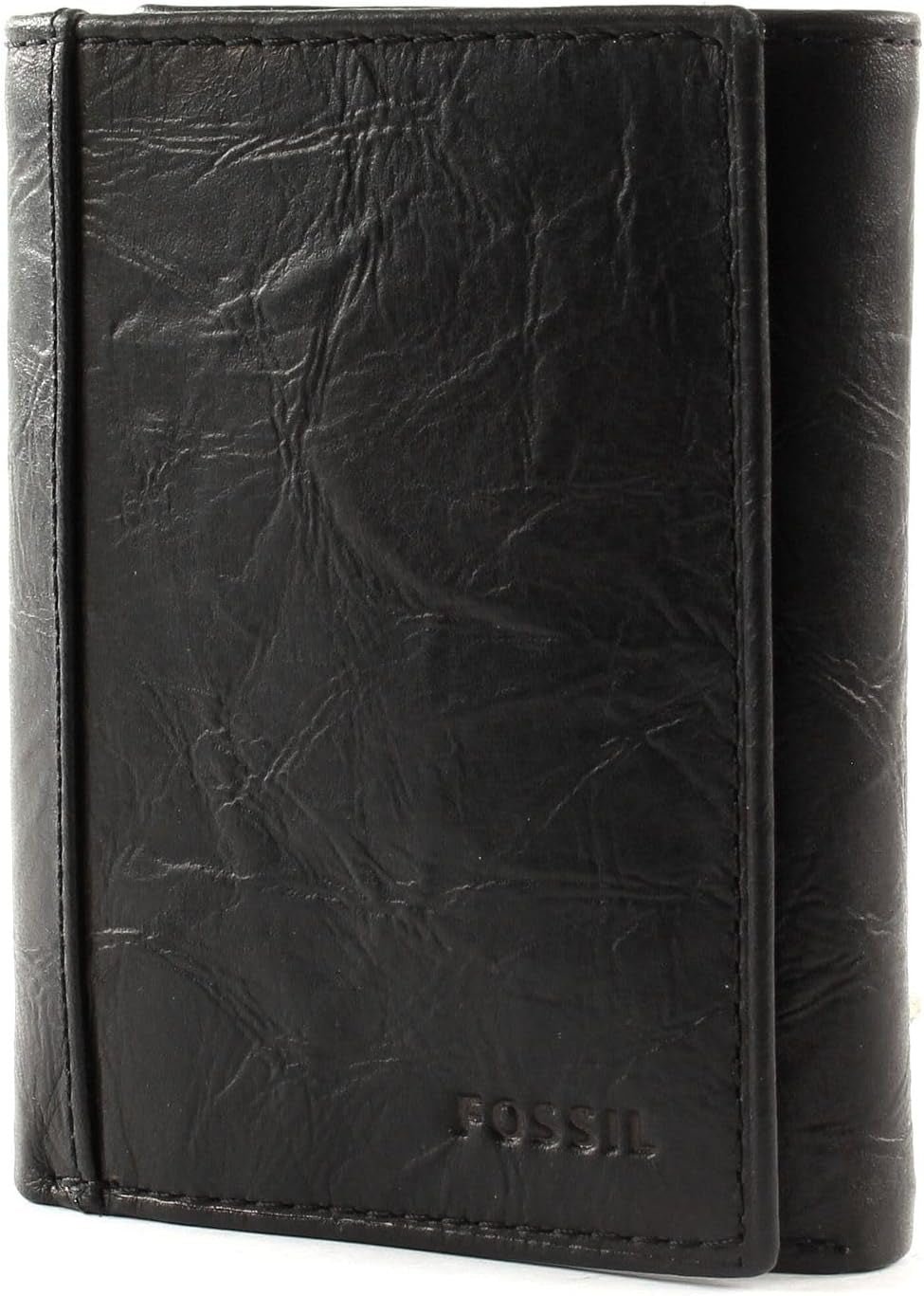 Fossil Cartera triple de cuero Neel para hombre 8,255 cm de largo x 1,905 cm de ancho x 10,16 cm de alto Cartera para hombre Naty Shop Negro