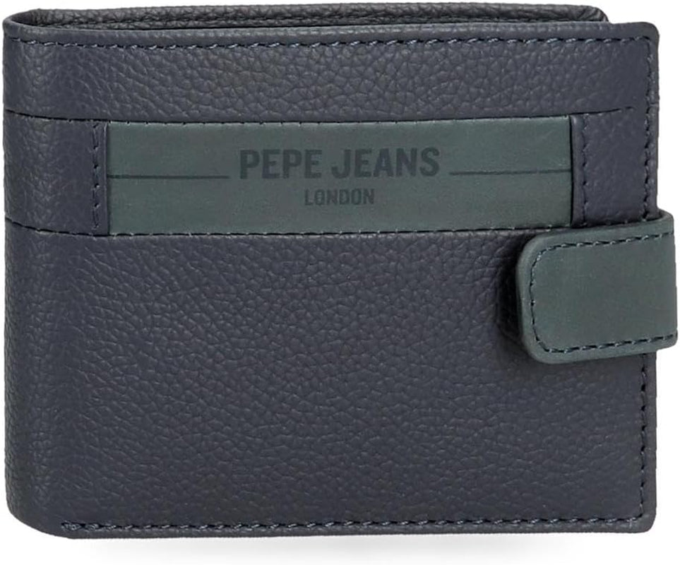 Carteras y monederos Pepe Jeans Checkbox de piel de vacuno, negro, marrón, azul y gris - Naty Shop