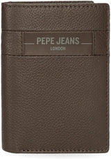 Pepe Jeans Checkbox Negro Marrón Azul Gris Carteras y Monederos Piel Vaqueta Naty Shop Cartera Hombre Cartera Vertical Marrón