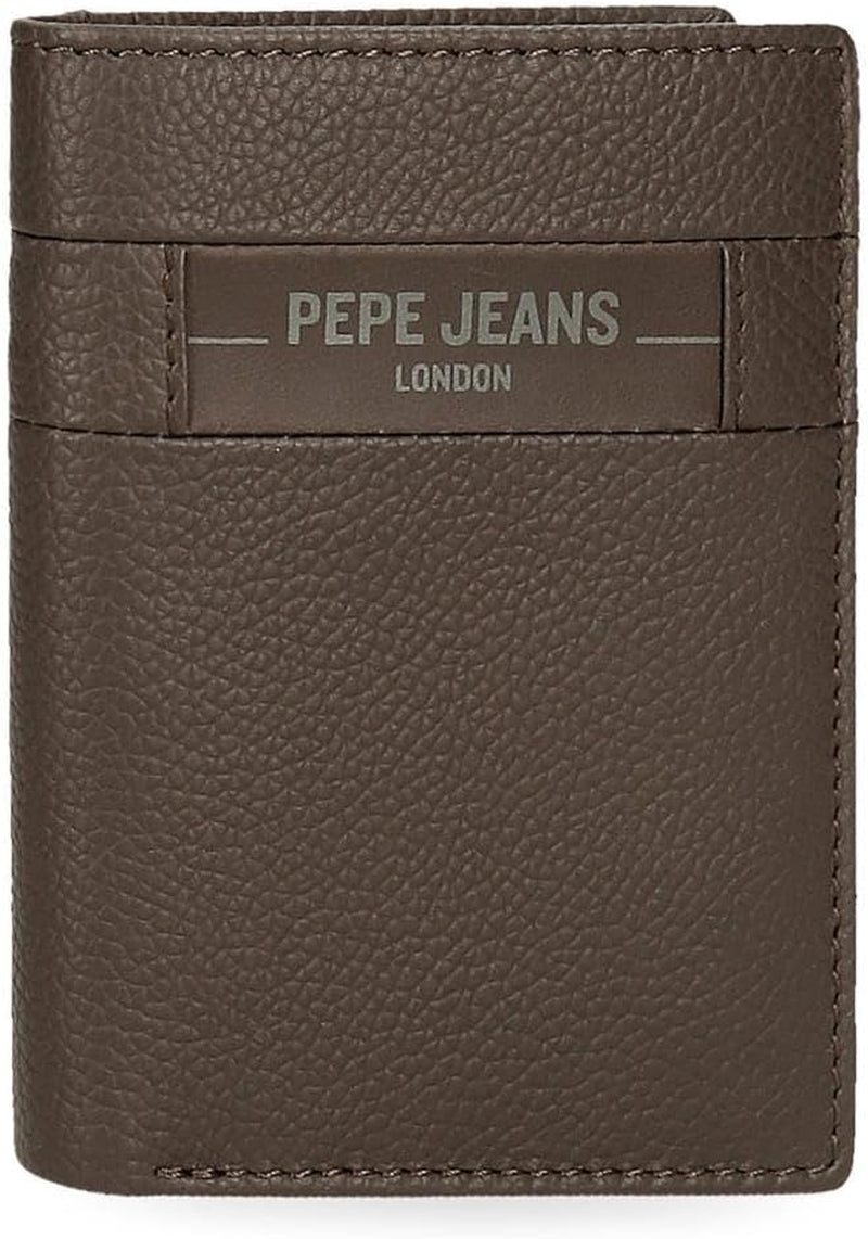 Pepe Jeans Checkbox Negro Marrón Azul Gris Carteras y Monederos Piel Vaqueta Naty Shop Cartera Hombre Cartera Vertical Marrón