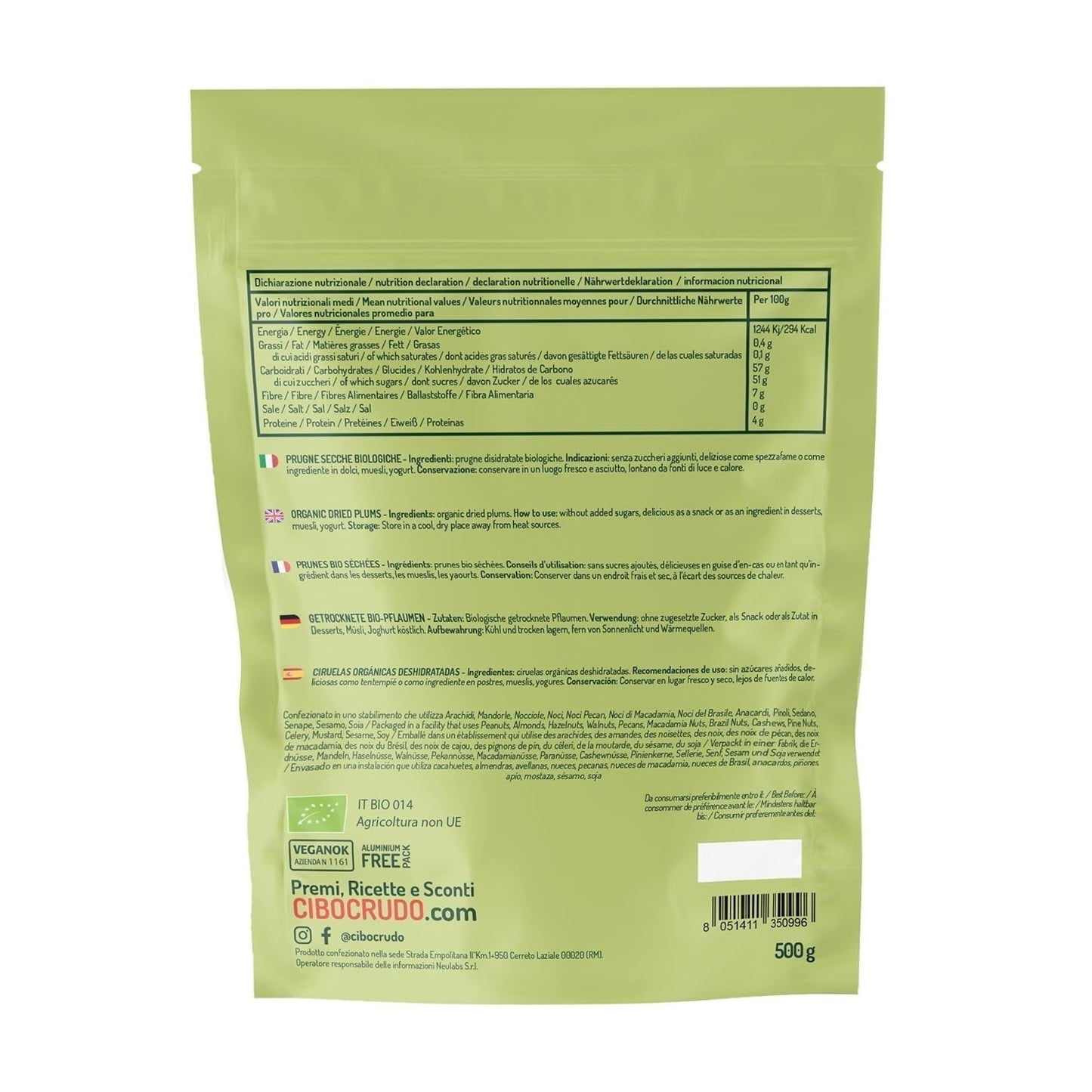 Ciruelas ecológicas secas y sin pepitas - 500g. Ciruelas crudas sin azufre, sin azúcares añadidos ni aditivos. Ciruelas pasas ecológicas como frutos secos aromáticos. Ciruelas sin hueso. Naty Shop productos deshidratados