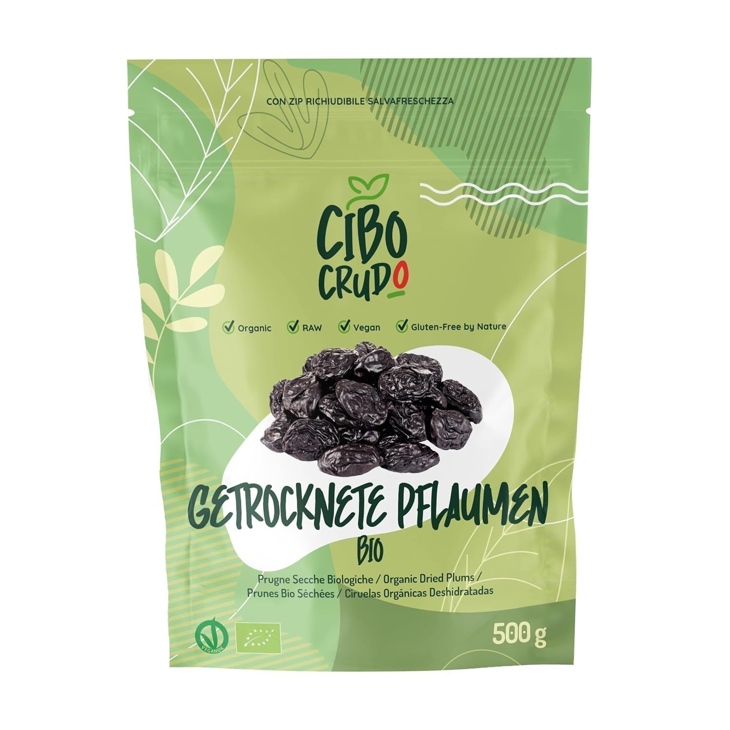 Ciruelas ecológicas secas y sin pepitas - 500g. Ciruelas crudas sin azufre, sin azúcares añadidos ni aditivos. Ciruelas pasas ecológicas como frutos secos aromáticos. Ciruelas sin hueso. Naty Shop productos deshidratados 500 G (1 paquete)