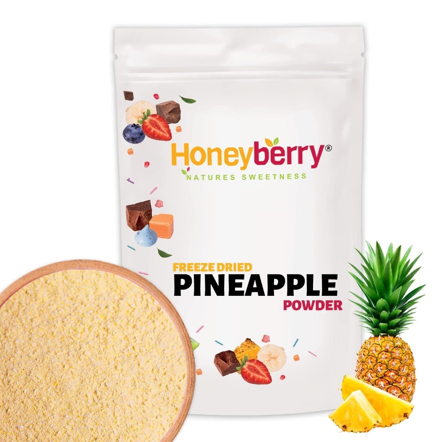 Piña liofilizada en polvo 100g - Fruta liofilizada en polvo - Piña liofilizada en polvo para batidos, yogures y repostería - Piña en polvo 100% natural sin aditivos Productos deshidratados Naty Shop 100G