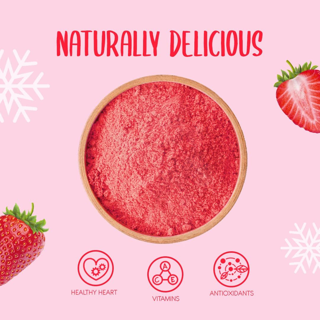 Fresa liofilizada en polvo 250g - Fruta liofilizada en polvo - Fresa liofilizada en polvo para repostería, batidos y muesli - Fresa en polvo 100% natural sin aditivos Productos deshidratados Naty Shop