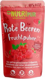 Frutos rojos en polvo: 100 g de frambuesas, grosellas rojas y fresas liofilizadas - frutos secos sin azúcar añadido ni tinta - bowl para batidos, batido en polvo - topping de NutriPur Productos deshidratados Naty Shop Título predeterminado