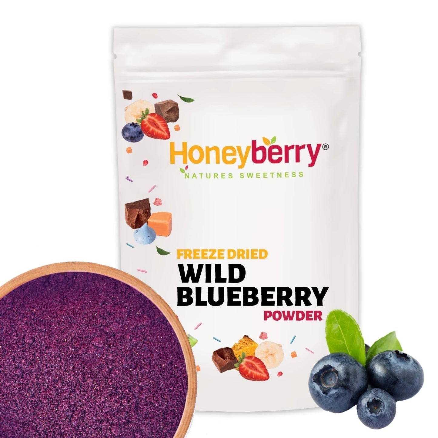 Arándanos silvestres liofilizados en polvo 100g - Frutas liofilizadas en polvo - Arándanos silvestres liofilizados en polvo para repostería, batidos y muesli - Arándanos naturales en polvo sin aditivos Productos deshidratados Mi tienda 100G