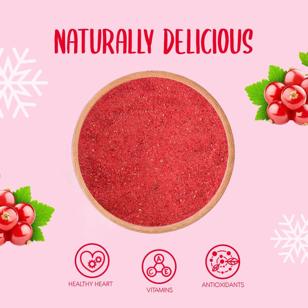 Grosella roja liofilizada en polvo 100g - Fruta liofilizada en polvo - Grosella roja en polvo para batidos y repostería - Bayas naturales en polvo sin aditivos Productos deshidratados Naty Shop