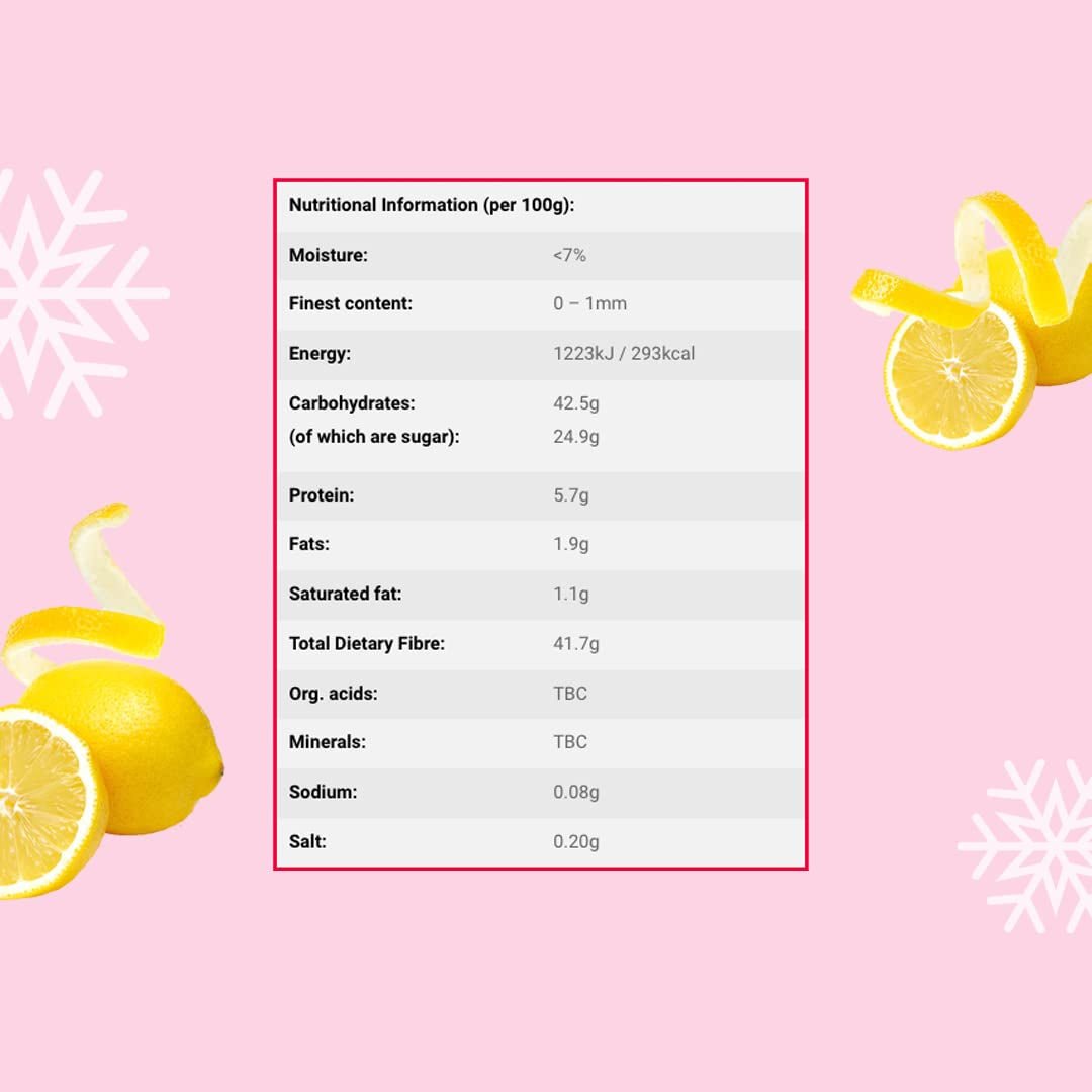 Cáscara de limón liofilizada en polvo 100g - Fruta liofilizada en polvo - Limón en polvo liofilizado para repostería, batidos y té - Limón en polvo 100% natural sin aditivos Productos deshidratados Naty Shop