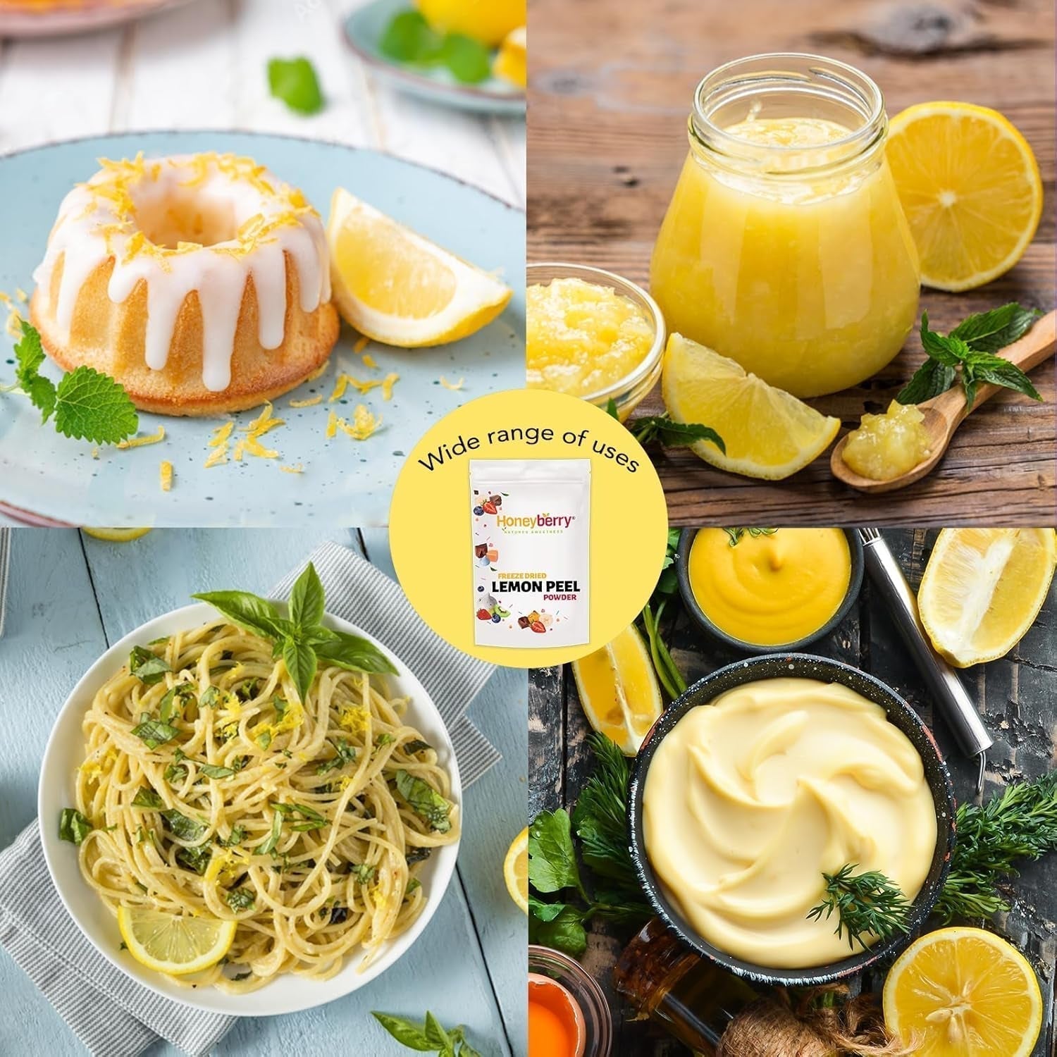 Cáscara de limón liofilizada en polvo 100g - Fruta liofilizada en polvo - Limón en polvo liofilizado para repostería, batidos y té - Limón en polvo 100% natural sin aditivos Productos deshidratados Naty Shop