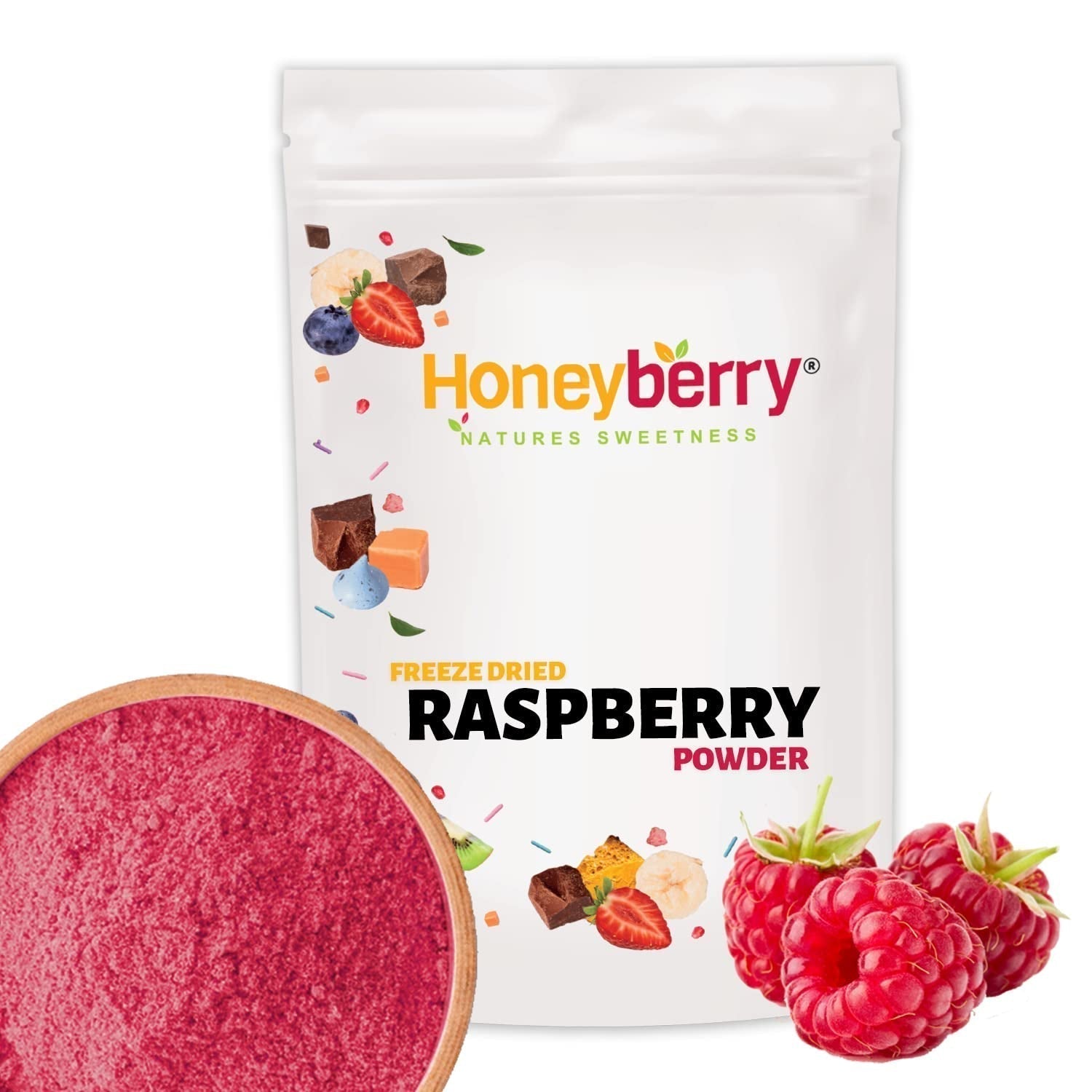 Frambuesa liofilizada en polvo 100g - Frutas liofilizadas en polvo - Frambuesa liofilizada en polvo para repostería, batidos y muesli - Frambuesa en polvo 100% natural sin aditivos Productos deshidratados Naty Shop 100G