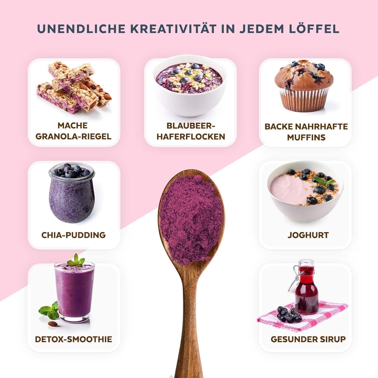 Arándanos Silvestres Orgánicos en Polvo, Arándanos Enteros Liofilizados, 100% Calidad de Alimentos Crudos, Ricos en Antioxidantes y Vitamina C, Sin Azúcares Añadidos, Cosechados en el Norte de Europa Productos Secos Naty Shop