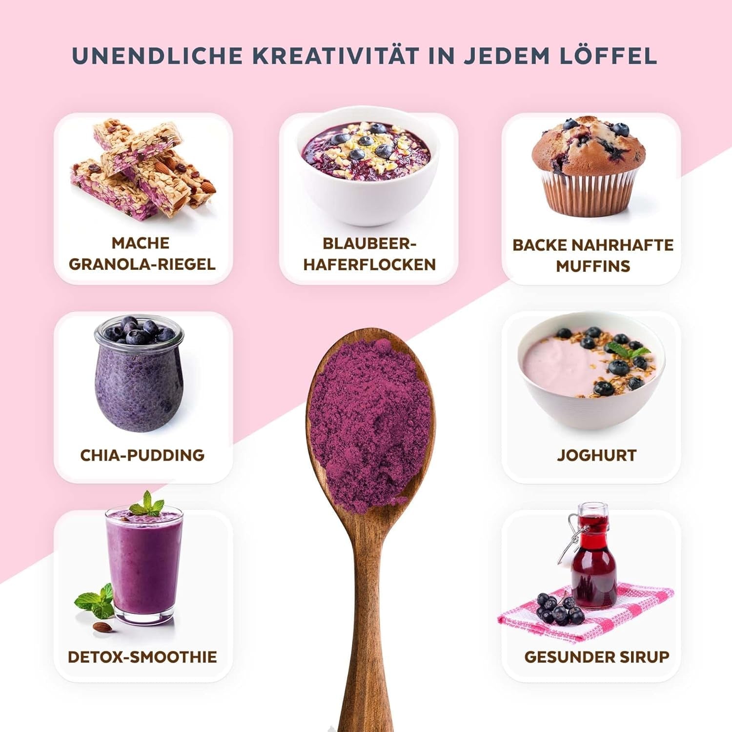 Arándanos Silvestres Orgánicos en Polvo, Arándanos Enteros Liofilizados, 100% Calidad de Alimentos Crudos, Ricos en Antioxidantes y Vitamina C, Sin Azúcares Añadidos, Cosechados en el Norte de Europa Productos Secos Naty Shop