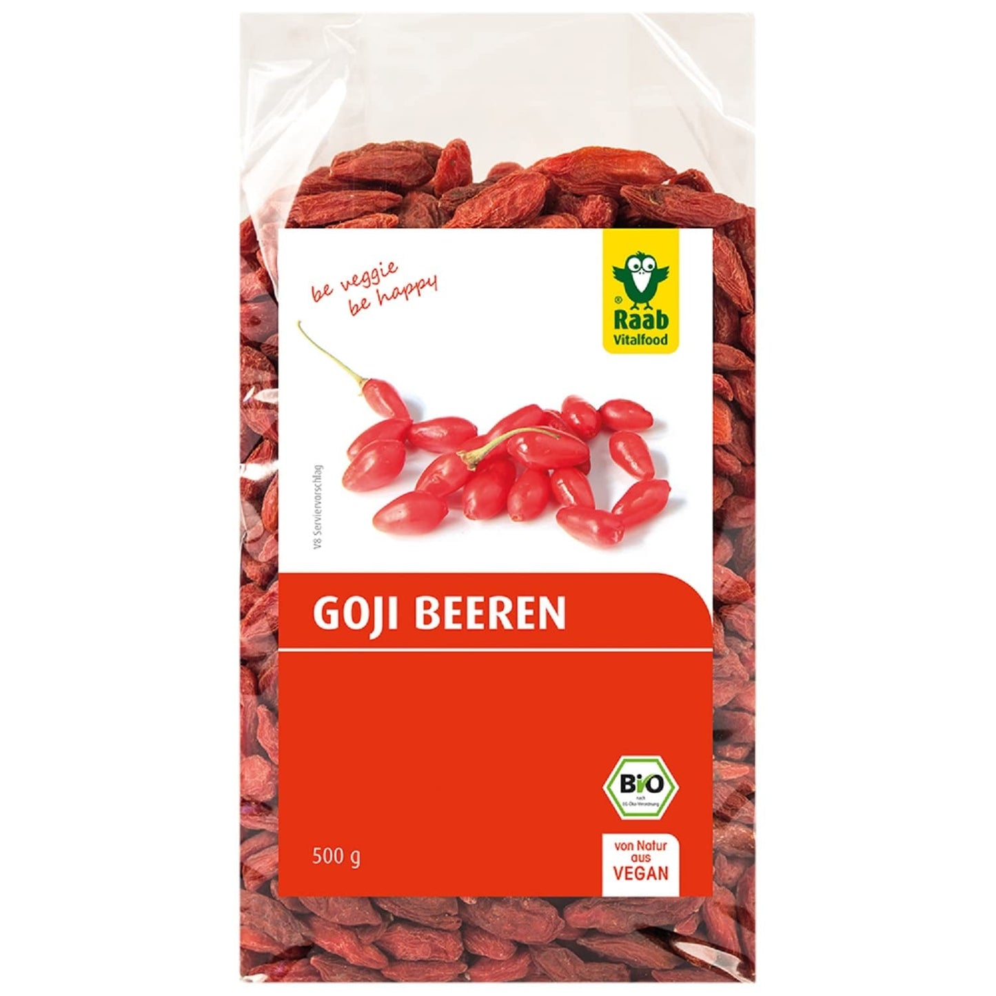 Raab Vitalfood Bayas de Goji Orgánicas, Alta Calidad, Control de Residuos, Probado en Laboratorio, Sin Azufre, Sin Aditivos, Vegano, Rico en Hierro Natural, Potasio, Vitamina C, Wolfberry, 1 Paquete (250g) Naty Shop Productos Deshidratados 500 Gramos