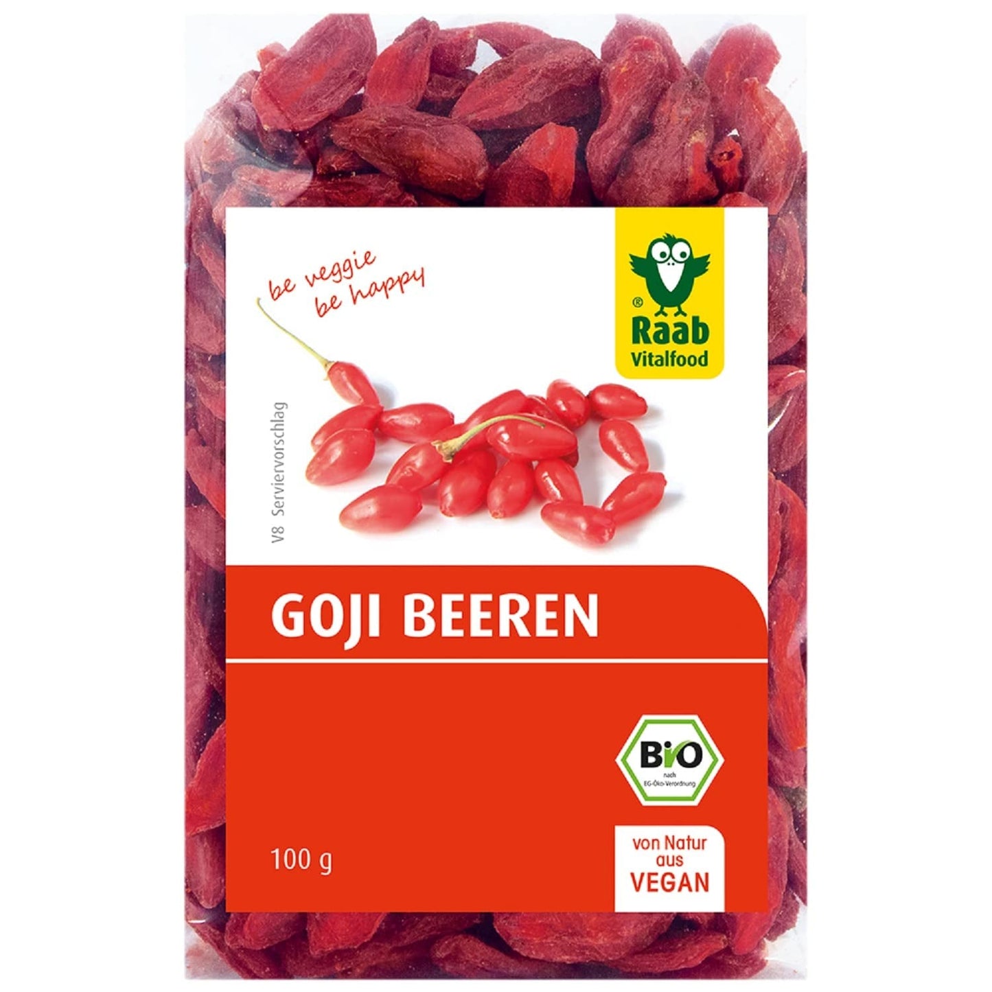 Raab Vitalfood Bayas de Goji Orgánicas, Alta Calidad, Control de Residuos, Probado en Laboratorio, Sin Azufre, Sin Aditivos, Vegano, Rico en Hierro Natural, Potasio, Vitamina C, Wolfberry, 1 Paquete (250g) Naty Shop Productos Deshidratados 100 Gramos