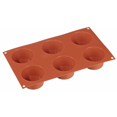 Molde de silicona para muffins de 6 cavidades: resistencia de -60 a 230 grados Celsius, utilizable en horno, congelador, lavado de platos