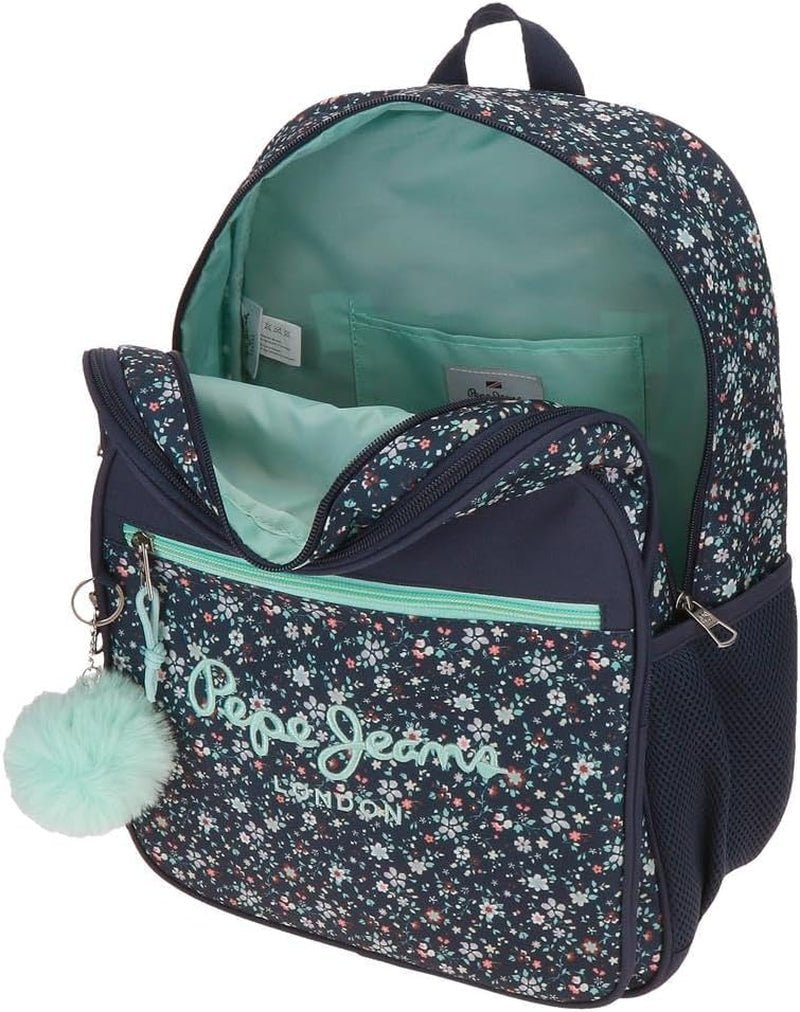 Pepe Jeans Mochila escolar Alenka con carro, azul, 30 x 40 x 12 cm, poliéster, 14,4 l, azul, mochila escolar con carro Mochilas y carteras premium Naty Shop