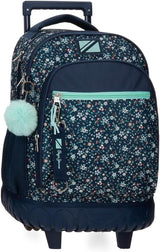 Pepe Jeans Mochila escolar Alenka con carro, azul, 30 x 40 x 12 cm, poliéster, 14,4 l, azul, mochila escolar con carro Mochilas y carteras premium Naty Shop Rucksack Mit Rollen