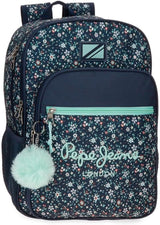 Pepe Jeans Mochila Escolar Alenka con Carro, Azul, 30 x 40 x 12 cm, Poliéster, 14,4 L, Azul, Mochila Escolar con Carro Mochilas y Carteras Premium Naty Shop Anpassbarer Rucksack
