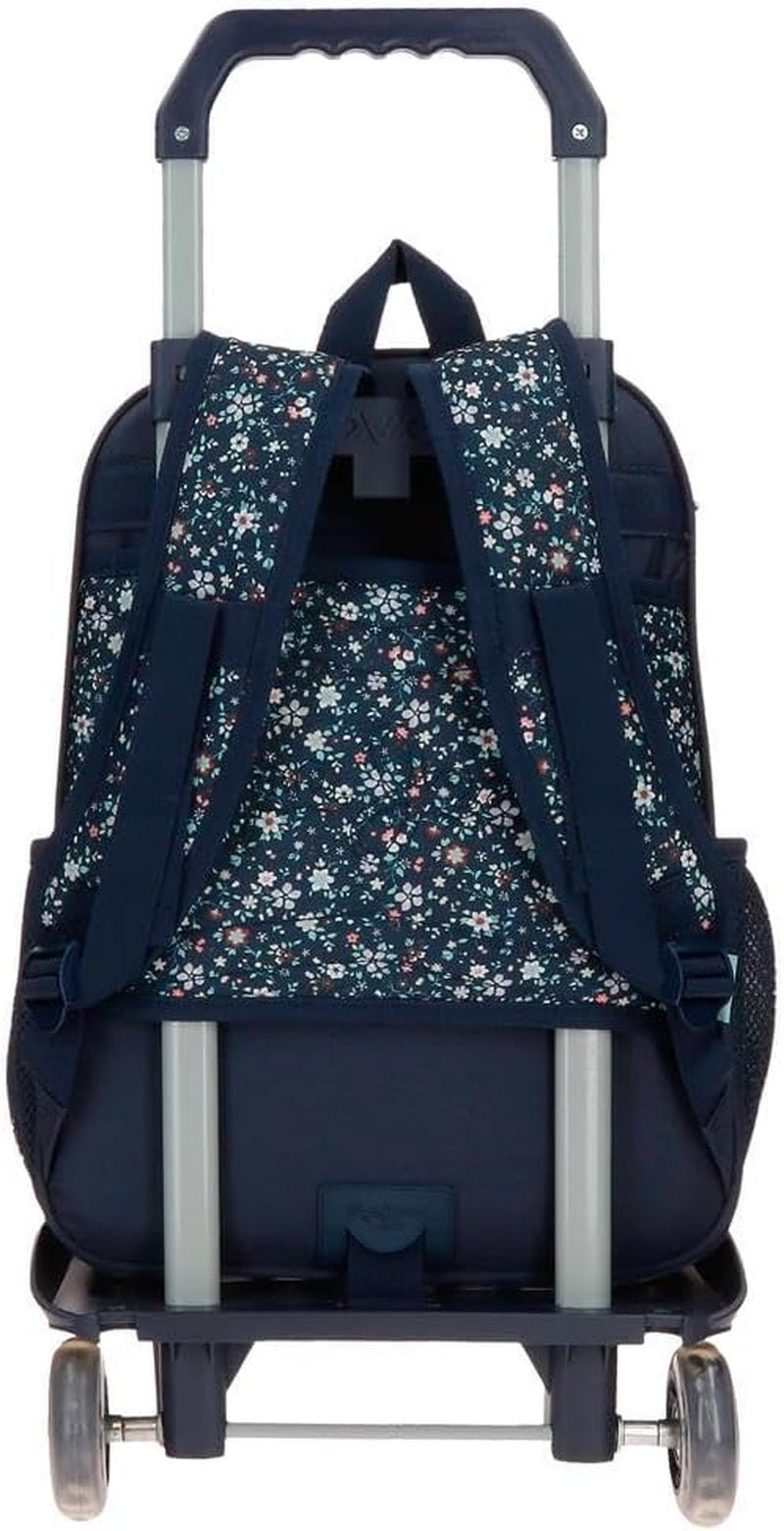 Pepe Jeans Mochila escolar Alenka con carro, azul, 30 x 40 x 12 cm, poliéster, 14,4 l, azul, mochila escolar con carro Mochilas y carteras premium Naty Shop