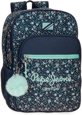 Pepe Jeans Mochila escolar Alenka con carro, azul, 30 x 40 x 12 cm, poliéster, 14,4 l, azul, mochila escolar con carro Mochilas y carteras premium Naty Shop Schulrucksack