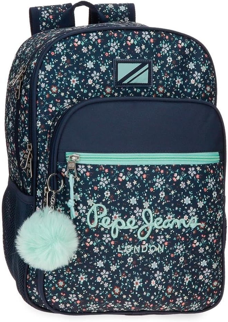 Pepe Jeans Mochila escolar Alenka con carro, azul, 30 x 40 x 12 cm, poliéster, 14,4 l, azul, mochila escolar con carro Mochilas y carteras premium Naty Shop Schulrucksack