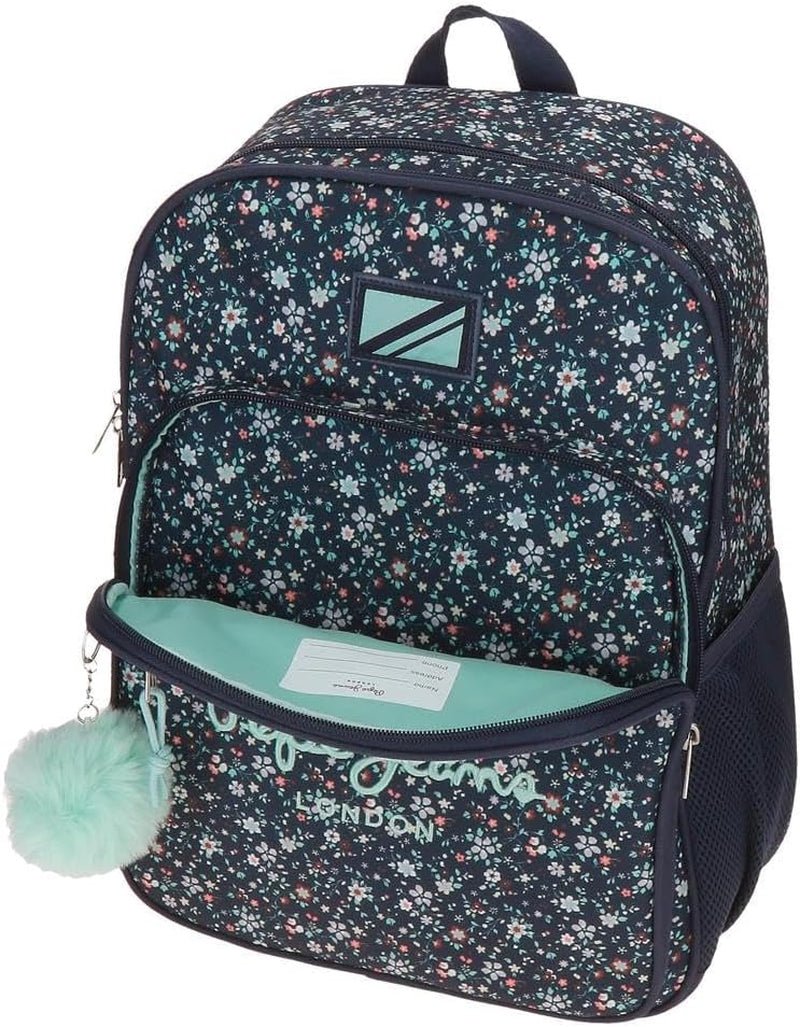 Pepe Jeans Mochila escolar Alenka con carro, azul, 30 x 40 x 12 cm, poliéster, 14,4 l, azul, mochila escolar con carro Mochilas y carteras premium Naty Shop
