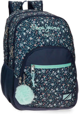 Pepe Jeans Mochila escolar Alenka con carro, azul, 30 x 40 x 12 cm, poliéster, 14,4 l, azul, mochila escolar con carro Mochilas y carteras premium Naty Shop Mochila Pepe Jeans
